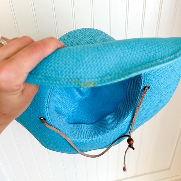 San Diego Hat Co 100% Paper Weaved Fedora Hat with Chin Strap Blue - Picture 5 of 8